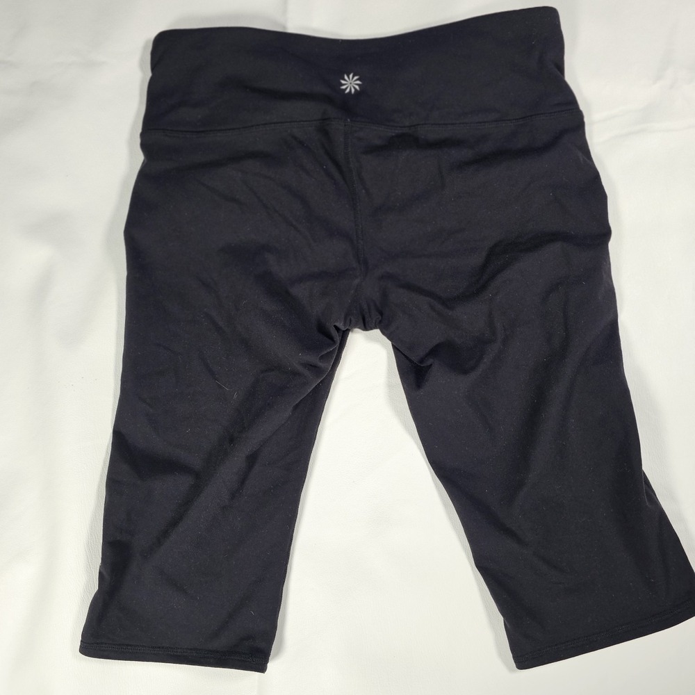 Athleta Capri Leggings Womens MP Medium‎ Petite Black Cropped Yoga Athletic A001